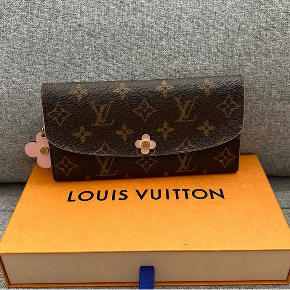 Louis Vuitton Long Wallet Portefeuille Emilie Brown Monogram with Pink Accents - Picture 3 of 13